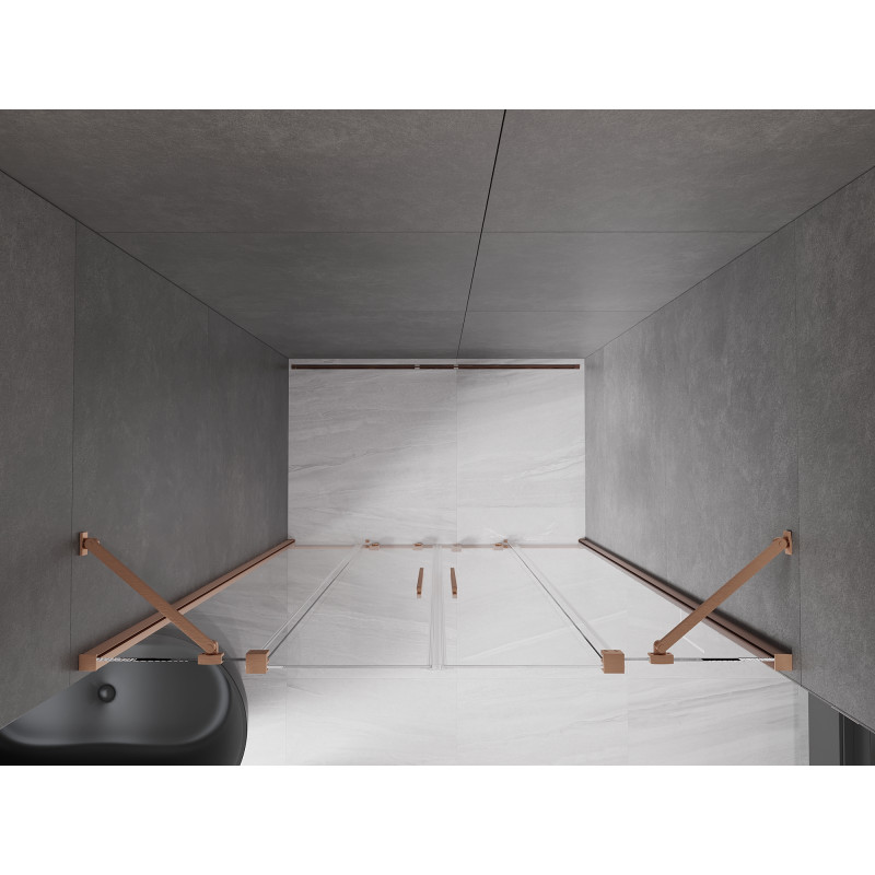 Mexen Velar Duo porte de douche coulissante 140 cm, transparent, cuivre brossé - 871-140-000-02-65
