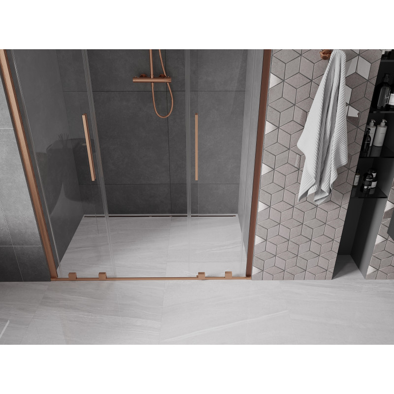 Mexen Velar Duo porte de douche coulissantes 160 cm, transparent, cuivre brossé - 871-160-000-02-65