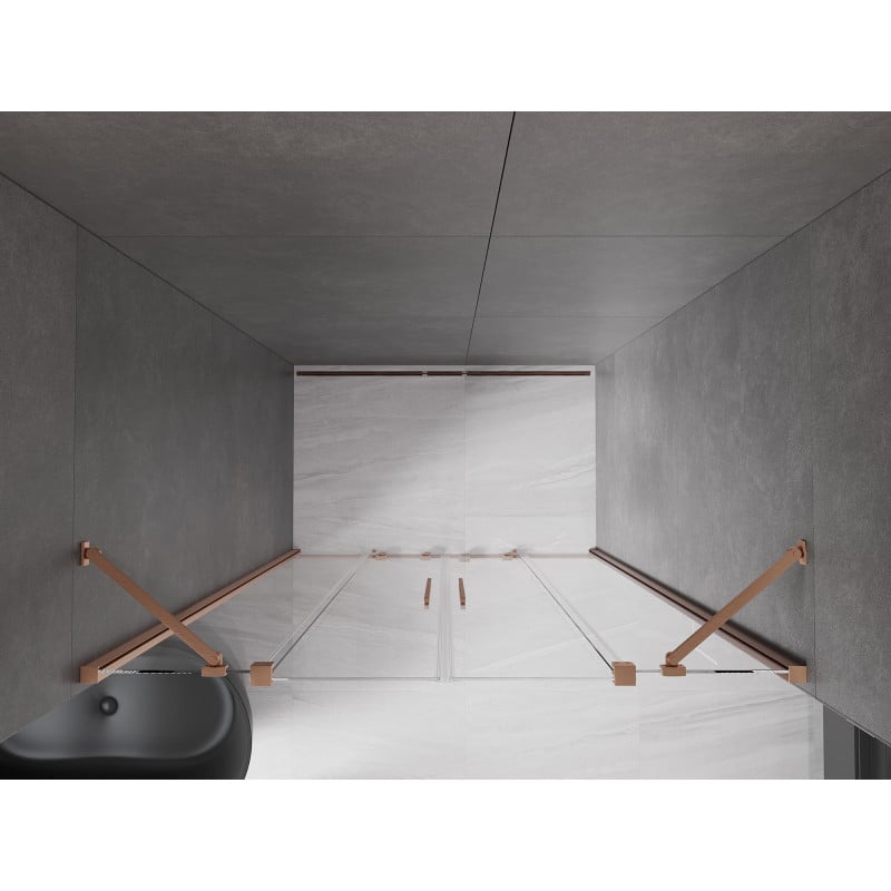 Mexen Velar Duo porte de douche coulissantes 160 cm, transparent, cuivre brossé - 871-160-000-02-65