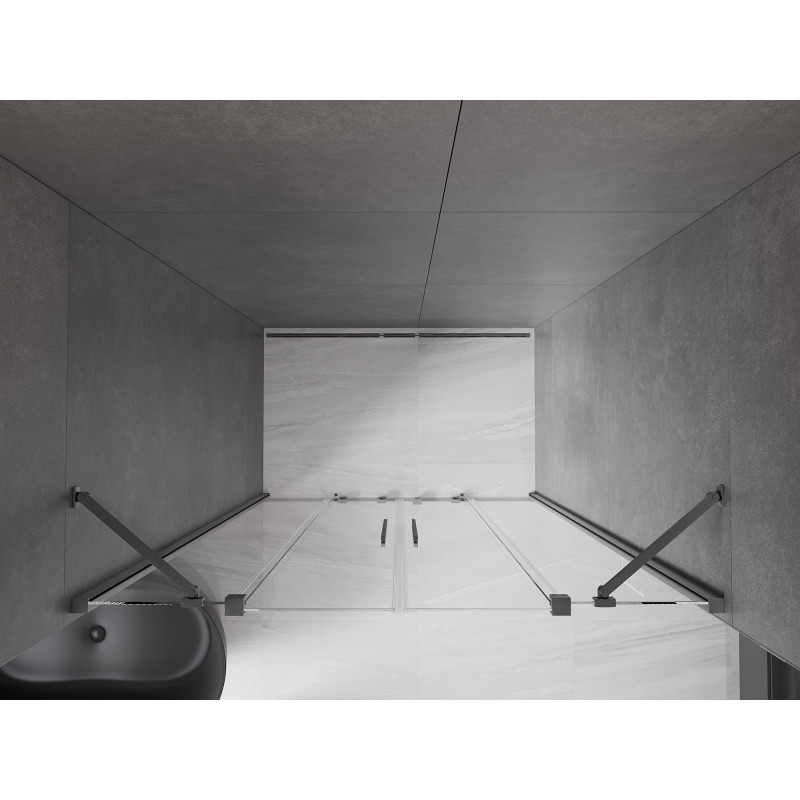 Mexen Velar Duo porte de douche coulissante 140 cm, transparent, gris canon brossé - 871-140-000-02-66