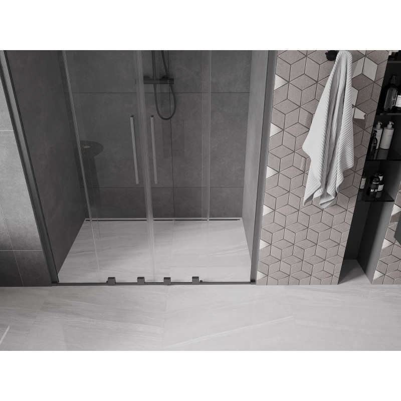 Mexen Velar Duo portes de douche coulissantes 160 cm, transparent, gris métallisé brossé - 871-160-000-02-66