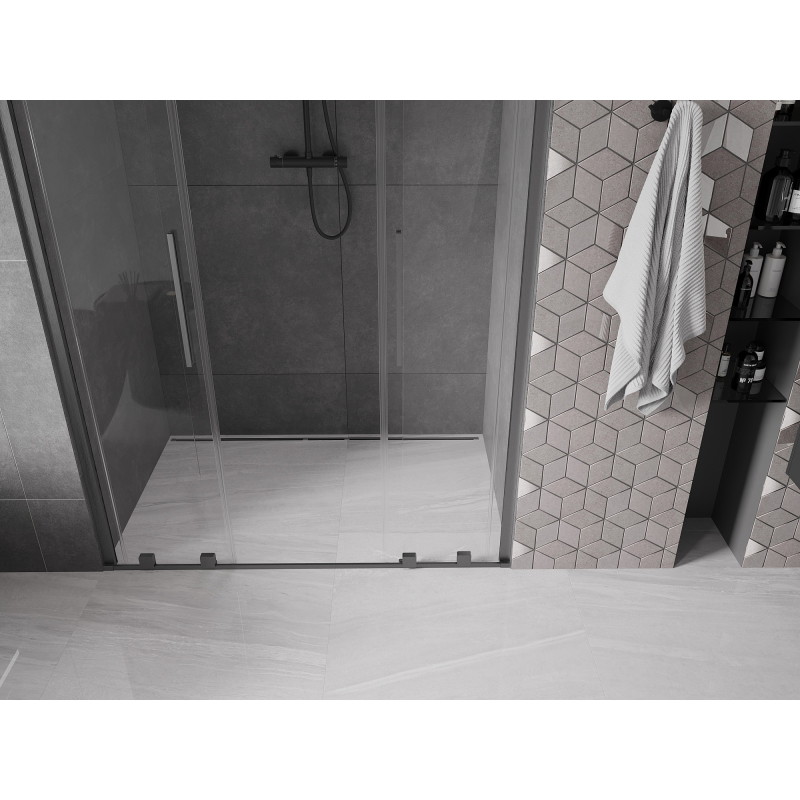 Mexen Velar Duo portes de douche coulissantes 160 cm, transparent, gris canon brossé - 871-160-000-02-66