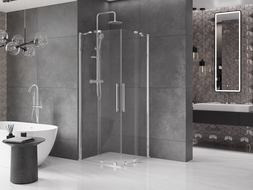 Mexen Velar Duo cabine de douche coulissante 100 x 100 cm, transparent, chromé - 871-100-100-02-01