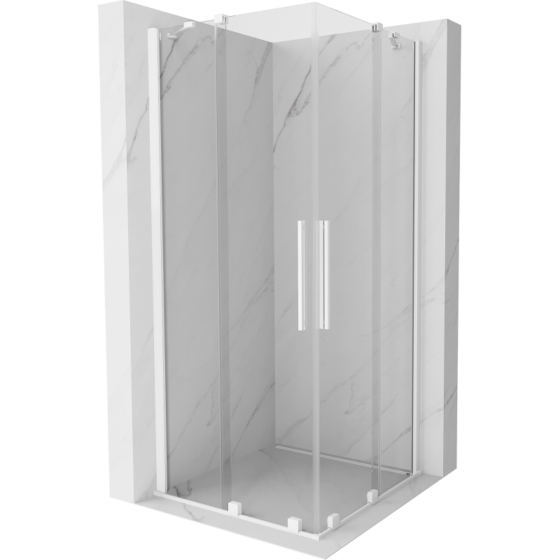 Cabine de douche coulissante Mexen Velar Duo 80 x 80 cm, transparente, blanche - 871-080-080-02-20