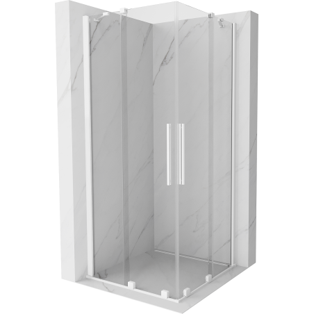 Cabine de douche coulissante Mexen Velar Duo 80 x 80 cm, transparente, blanche - 871-080-080-02-20