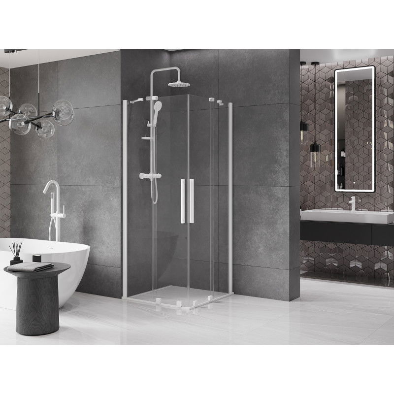 Mexen Velar Cabine de douche coulissante Duo 80 x 80 cm, transparent, blanche - 871-080-080-02-20