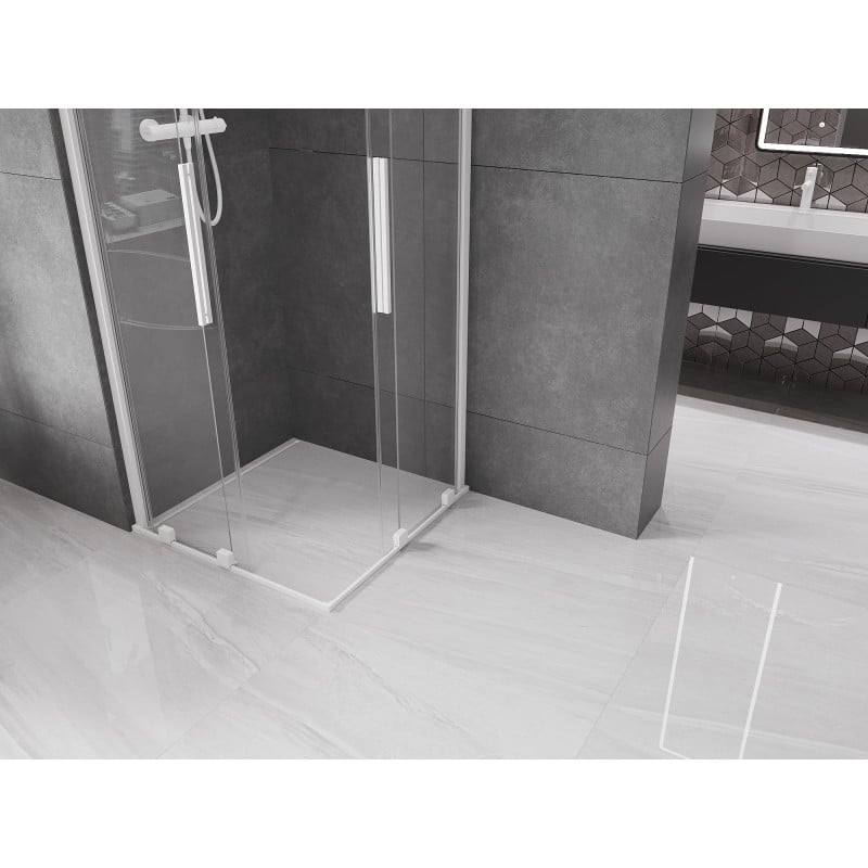 Mexen Velar Duo cabine de douche coulissante 90 x 90 cm, transparent, blanc - 871-090-090-02-20