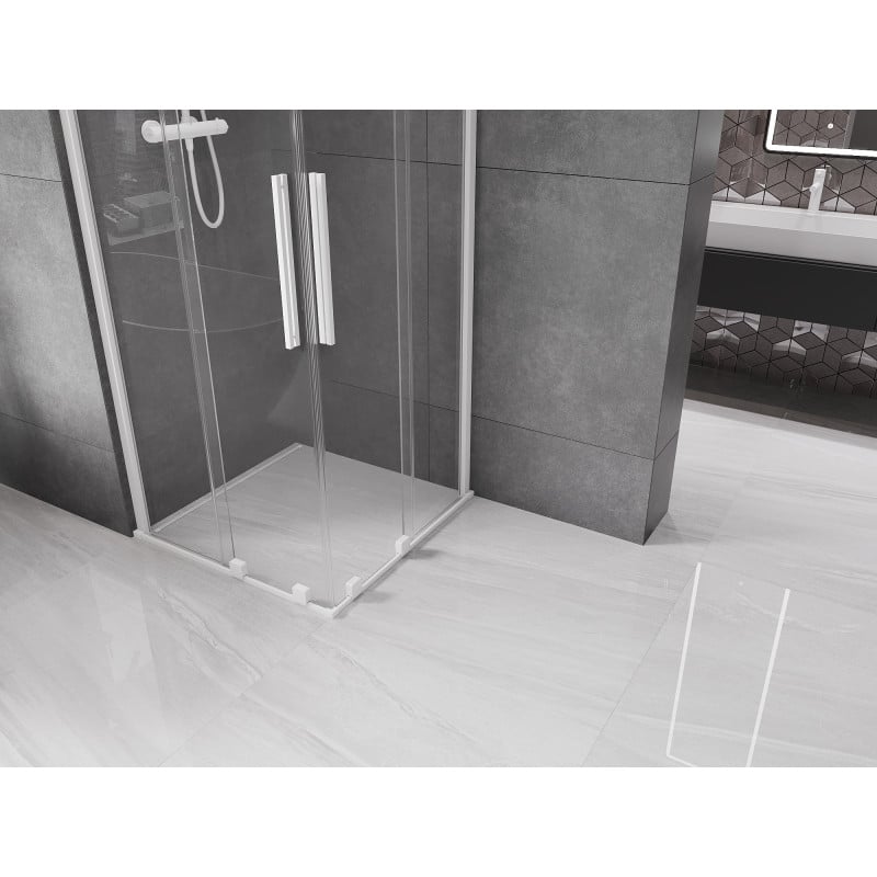 Mexen Velar Duo cabine de douche coulissante 90 x 90 cm, transparent, blanc - 871-090-090-02-20