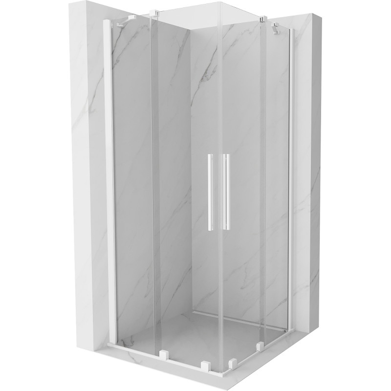 Mexen Velar Cabine de douche Duo coulissante 100 x 100 cm, transparente, blanche - 871-100-100-02-20
