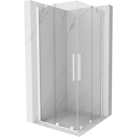 Mexen Velar Cabine de douche Duo coulissante 100 x 100 cm, transparente, blanche - 871-100-100-02-20