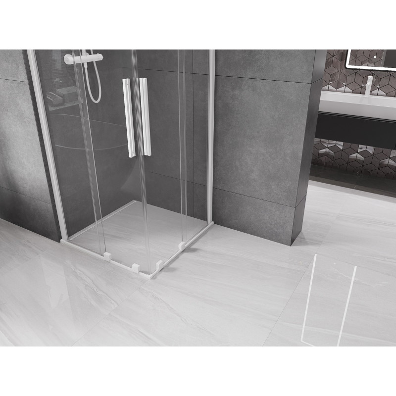 Mexen Velar Duo cabine de douche coulissante 100 x 100 cm, transparente, blanche - 871-100-100-02-20