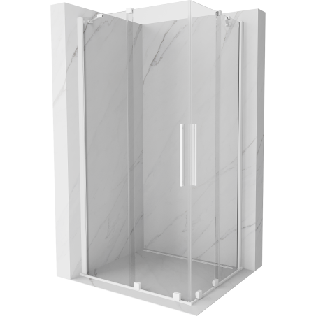 Mexen Velar Duo cabine de douche coulissante 90 x 80 cm, transparente, blanche - 871-090-080-02-20