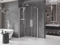 Mexen Velar Cabine de douche à deux portes coulissantes 90 x 80 cm, transparent, blanc - 871-090-080-02-20