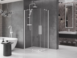 Mexen Velar Duo cabine de douche coulissante 90 x 80 cm, transparente, blanche - 871-090-080-02-20