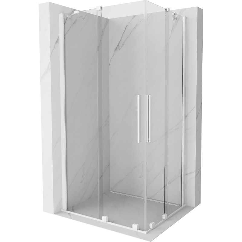 Mexen Velar Duo cabine de douche coulissante 100 x 90 cm, transparent, blanche - 871-100-090-02-20