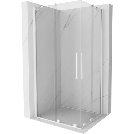 Cabine de douche coulissante Mexen Velar Duo 100 x 90 cm, transparente, blanche - 871-100-090-02-20
