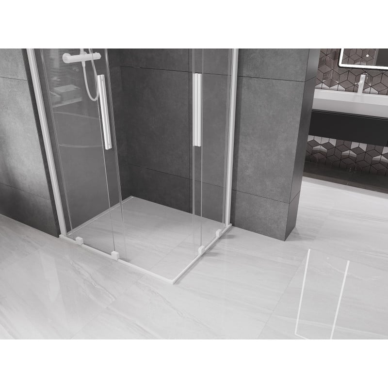 Mexen Velar Duo cabine de douche coulissante 100 x 90 cm, transparent, blanc - 871-100-090-02-20