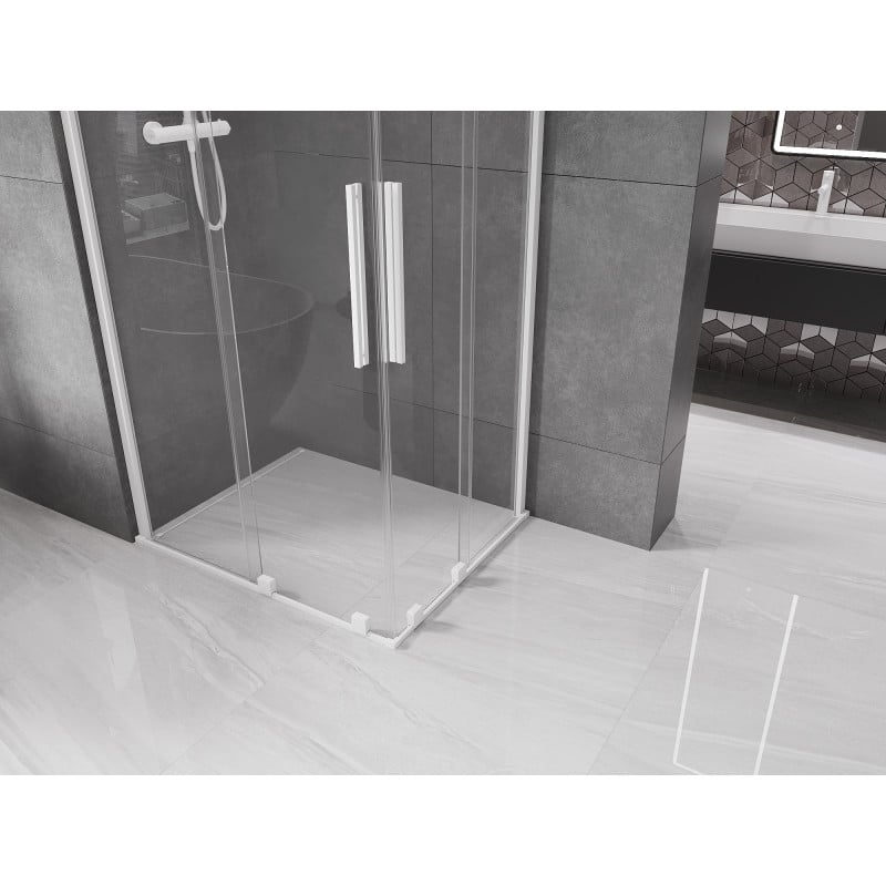 Mexen Velar Duo cabine de douche coulissante 100 x 90 cm, transparent, blanc - 871-100-090-02-20