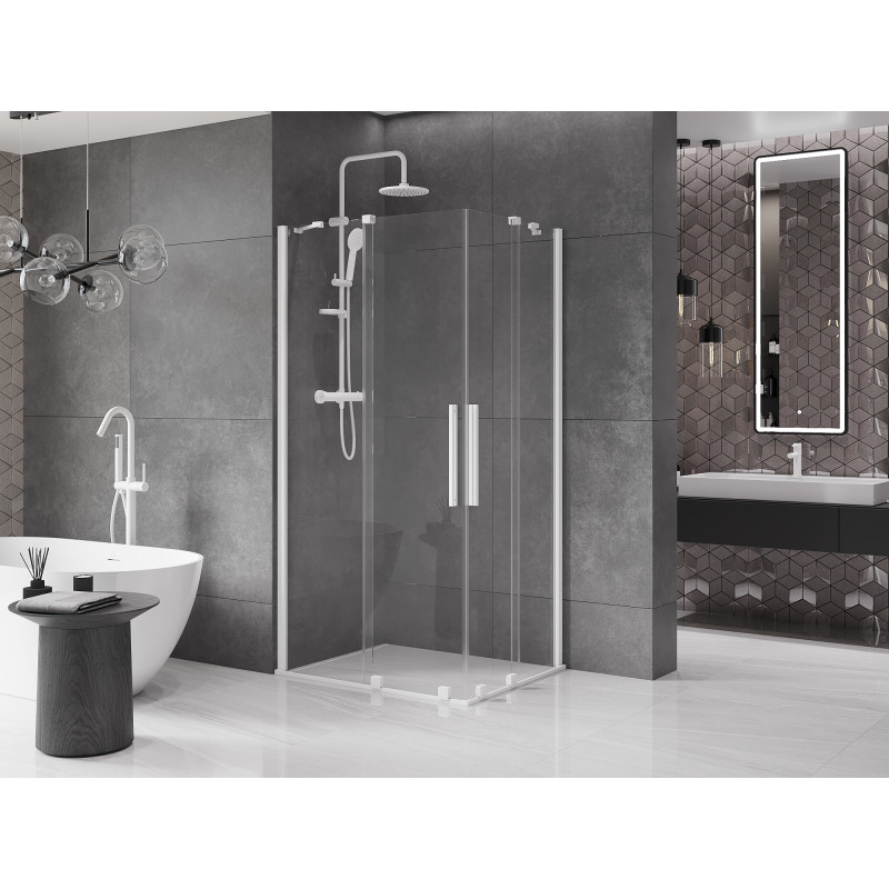 Mexen Velar Duo cabine de douche coulissante 100 x 90 cm, transparent, blanc - 871-100-090-02-20