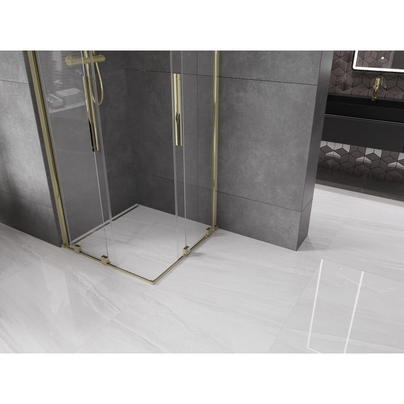 Mexen Velar Duo cabine de douche coulissante 80 x 80 cm, transparente, or - 871-080-080-02-50