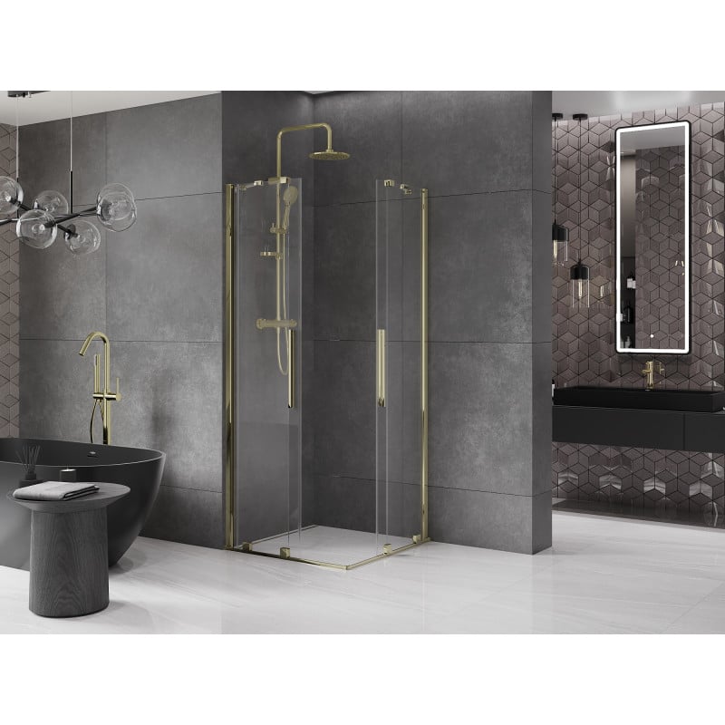 Mexen Velar Duo cabine de douche coulissante 80 x 80 cm, transparente, or - 871-080-080-02-50