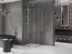 Cabine de douche coulissante Mexen Velar Duo 80 x 80 cm, transparent, or - 871-080-080-02-50