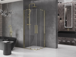 Mexen Velar Duo cabine de douche coulissante 80 x 80 cm, transparent, or - 871-080-080-02-50
