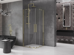 Mexen Velar Duo cabine de douche coulissante 80 x 80 cm, transparente, or - 871-080-080-02-50