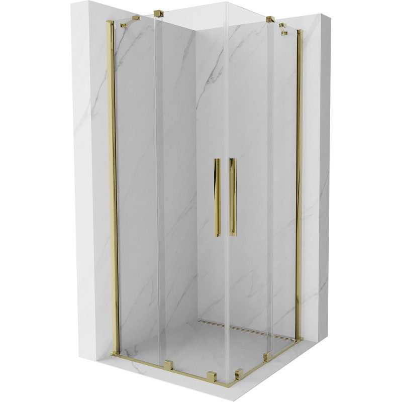 Mexen Velar Cabine de douche coulissante Duo 100 x 100 cm, transparente, or - 871-100-100-02-50