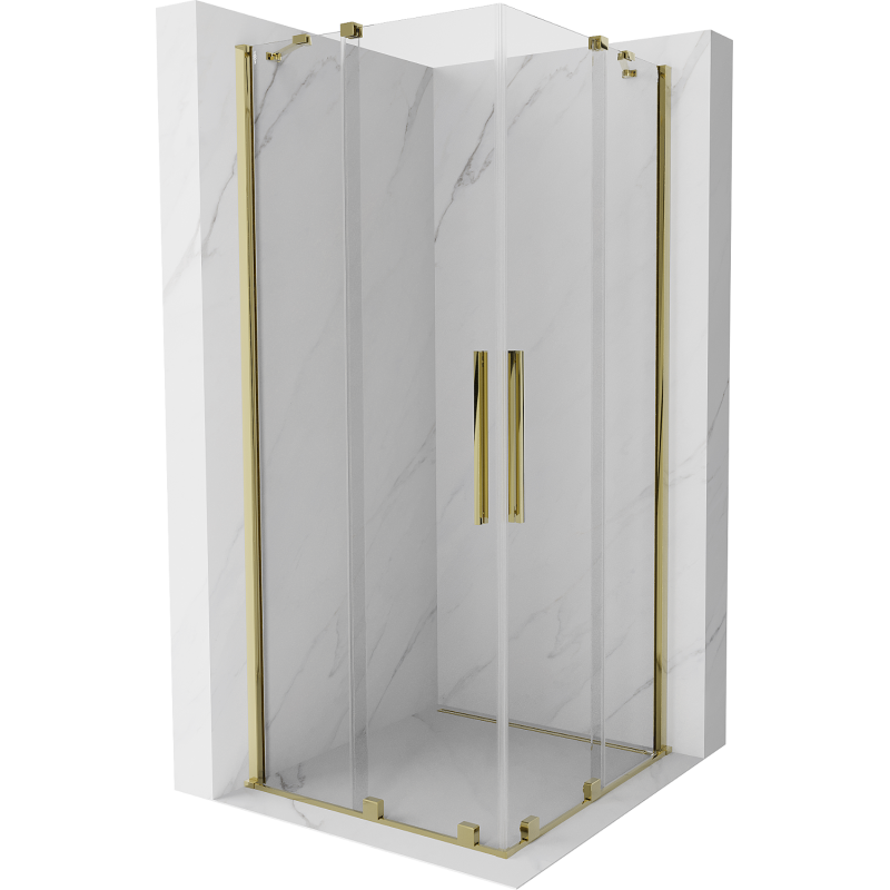 Mexen Velar Duo cabine de douche coulissante 100 x 100 cm, transparent, dorée - 871-100-100-02-50