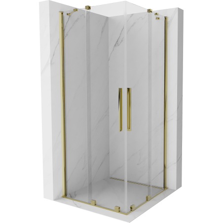 Mexen Velar Duo cabine de douche coulissante 100 x 100 cm, transparent, dorée - 871-100-100-02-50