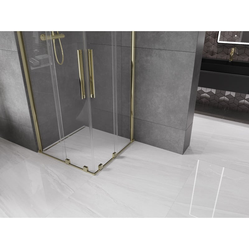 Mexen Velar Duo cabine de douche coulissante 100 x 100 cm, transparent, or - 871-100-100-02-50