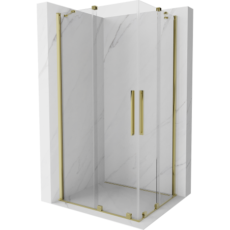 Cabine de douche coulissante Mexen Velar Duo 90 x 80 cm, transparente, dorée - 871-090-080-02-50