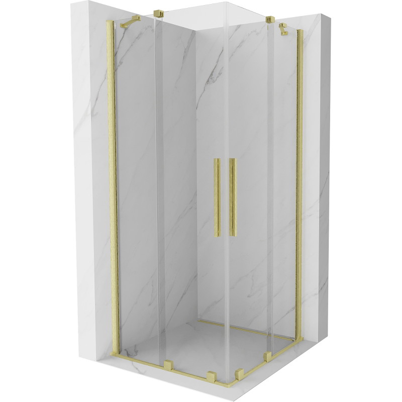 Mexen Velar Duo cabine de douche coulissante 80 x 80 cm, transparente, or brossé - 871-080-080-02-55