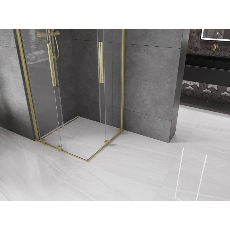 Mexen Velar Duo cabine de douche coulissante 80 x 80 cm, transparent, or brossé - 871-080-080-02-55