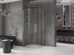 Cabine de douche coulissante Mexen Velar Duo 80 x 80 cm, transparent, or brossé - 871-080-080-02-55