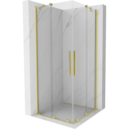 Mexen Velar Duo cabine de douche coulissante 90 x 90 cm, transparent, or brossé - 871-090-090-02-55
