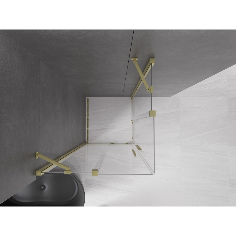 Mexen Velar Duo cabine de douche coulissante 100 x 100 cm, transparente, or brossé - 871-100-100-02-55