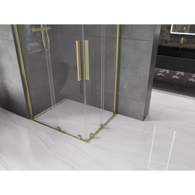 Mexen Velar Duo cabine de douche coulissante 90 x 80 cm, transparent, doré brossé - 871-090-080-02-55