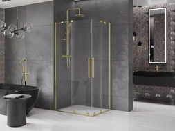 Cabine de douche coulissante Mexen Velar Duo 100 x 90 cm, transparent, or brossé - 871-100-090-02-55
