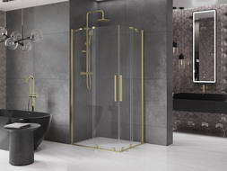 Mexen Velar Duo cabine de douche coulissante 100 x 90 cm, transparent, or brossé - 871-100-090-02-55