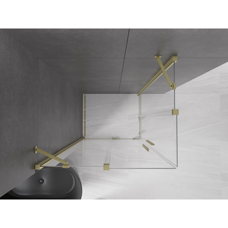 Mexen Velar Duo cabine de douche coulissante 100 x 90 cm, transparent, or brossé - 871-100-090-02-55