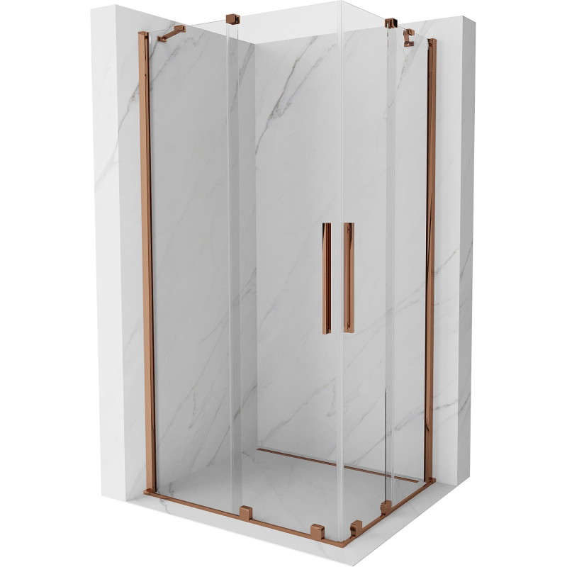 Mexen Velar Cabine de douche Duo coulissante 90 x 80 cm, transparent, or rose - 871-090-080-02-60
