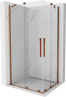Mexen Velar Duo cabine de douche coulissante 90 x 80 cm, transparent, or rose - 871-090-080-02-60