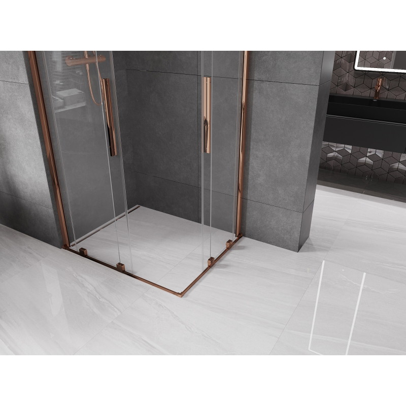 Mexen Velar Cabine de douche Duo coulissante 90 x 80 cm, transparent, or rose - 871-090-080-02-60