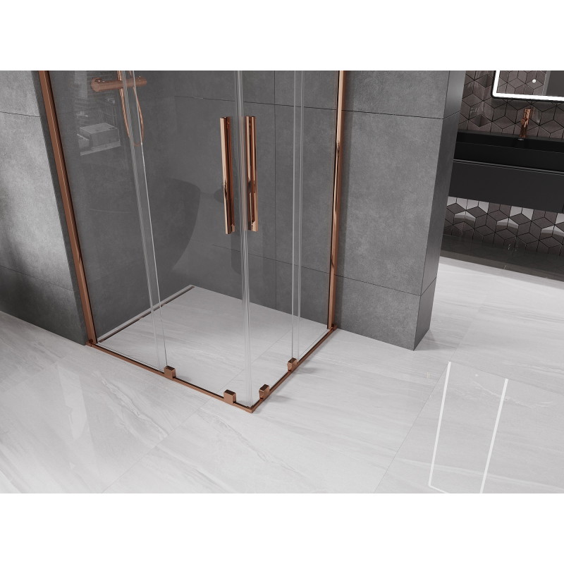 Mexen Velar Cabine de douche Duo coulissante 90 x 80 cm, transparent, or rose - 871-090-080-02-60