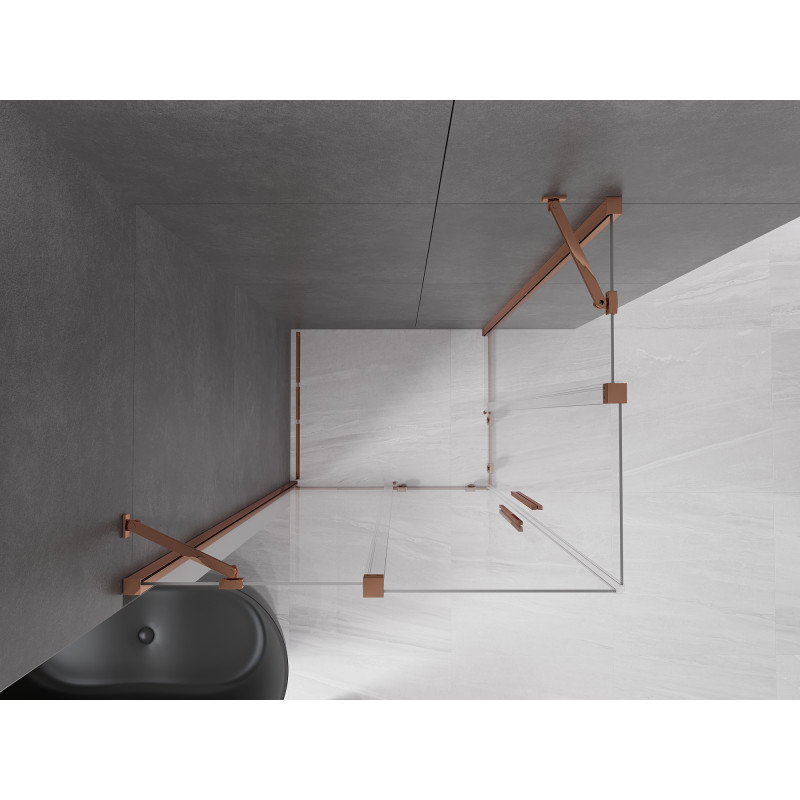 Mexen Velar Duo cabine de douche coulissante 90 x 80 cm, transparent, or rose - 871-090-080-02-60