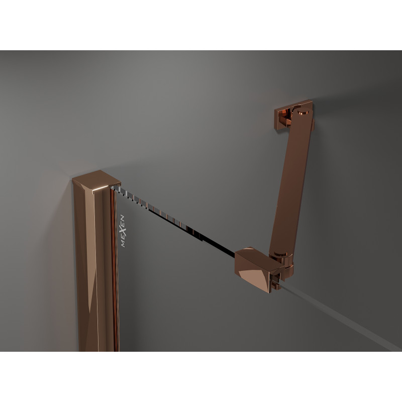 Mexen Velar Duo cabine de douche coulissante 90 x 80 cm, transparent, or rose - 871-090-080-02-60