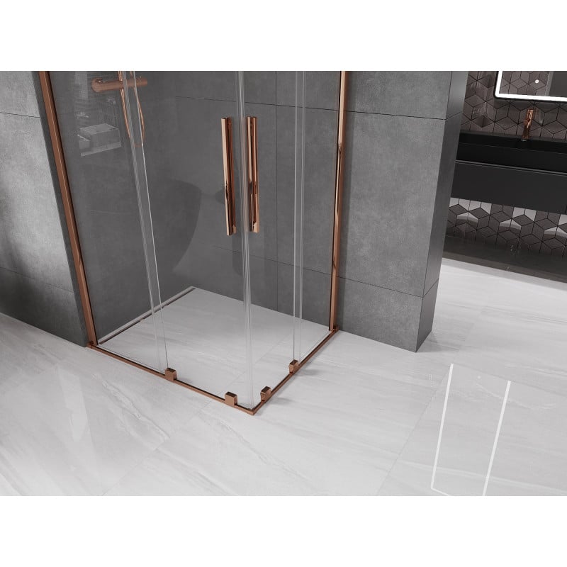 Mexen Velar Duo cabine de douche coulissante 100 x 90 cm, transparent, or rose - 871-100-090-02-60