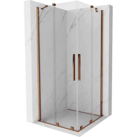 Mexen Velar Duo cabine de douche coulissante 80 x 80 cm, transparent, or rose - 871-080-080-02-60